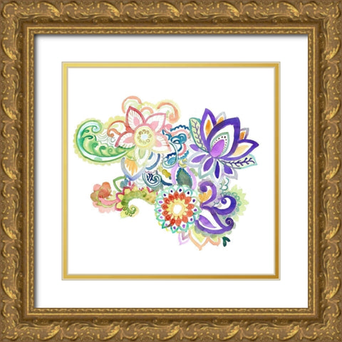 PAISLEY WATERCOLOR Gold Ornate Wood Framed Art Print with Double Matting by Atelier B Art Studio
