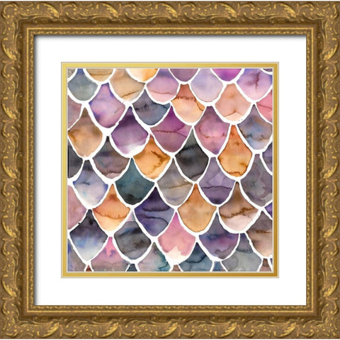PURPLE LIKE A MERMAID Gold Ornate Wood Framed Art Print with Double Matting by Atelier B Art Studio