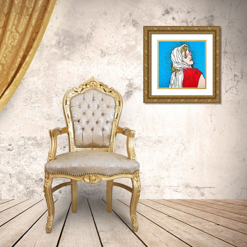 POP ART WOMAN Gold Ornate Wood Framed Art Print with Double Matting by Atelier B Art Studio