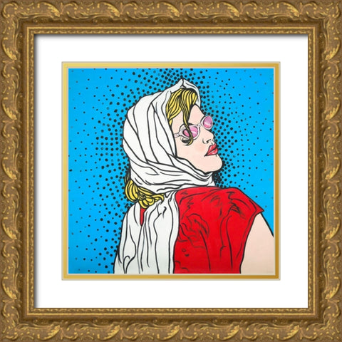 POP ART WOMAN Gold Ornate Wood Framed Art Print with Double Matting by Atelier B Art Studio