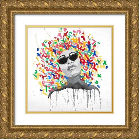 WOMAN STREET ART POP Gold Ornate Wood Framed Art Print with Double Matting by Atelier B Art Studio