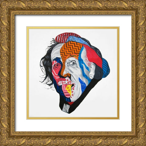 ABSTRACT ALBERT EINSTEIN Gold Ornate Wood Framed Art Print with Double Matting by Atelier B Art Studio