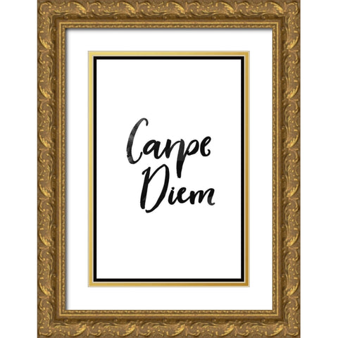 CARPE DIEM Gold Ornate Wood Framed Art Print with Double Matting by Atelier B Art Studio