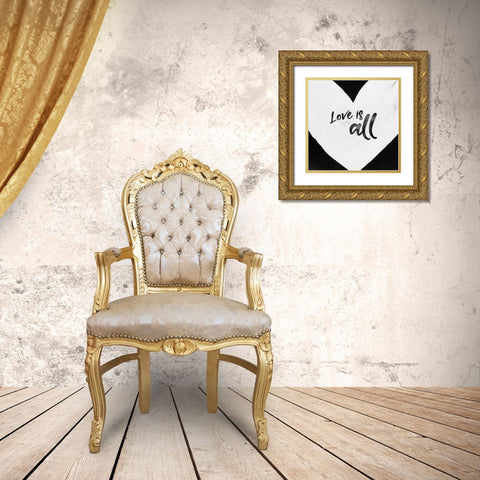 LOVE IS ALL Gold Ornate Wood Framed Art Print with Double Matting by Atelier B Art Studio