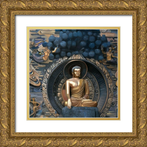 GRAND BUDDHA AT LINGSHAN SCENIC AREA IN CHINA Gold Ornate Wood Framed Art Print with Double Matting by Atelier B Art Studio