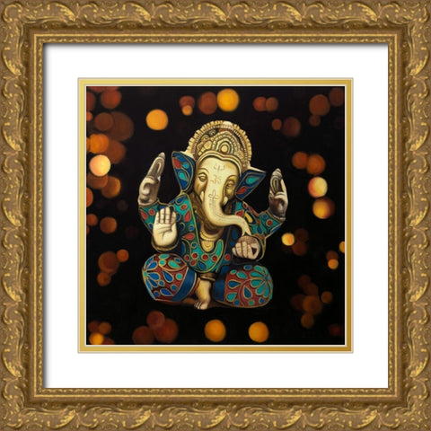 GANESH Gold Ornate Wood Framed Art Print with Double Matting by Atelier B Art Studio
