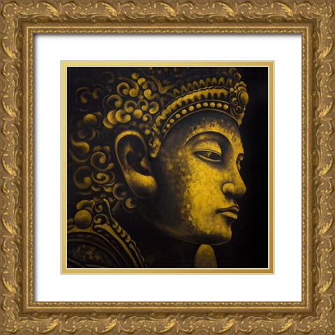 BUDDHA OF INDONESIA Gold Ornate Wood Framed Art Print with Double Matting by Atelier B Art Studio