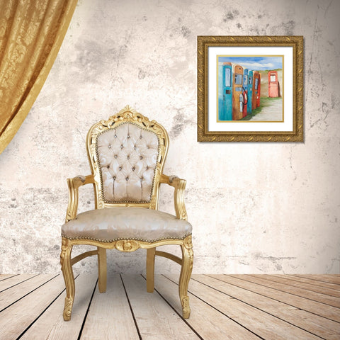 OLD GAS PUMPS Gold Ornate Wood Framed Art Print with Double Matting by Atelier B Art Studio