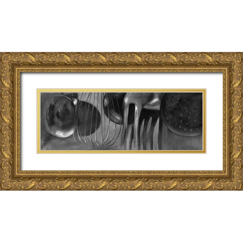 Kitchen Tools Gold Ornate Wood Framed Art Print with Double Matting by Atelier B Art Studio