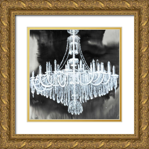 Glam Chandelier Gold Ornate Wood Framed Art Print with Double Matting by Atelier B Art Studio