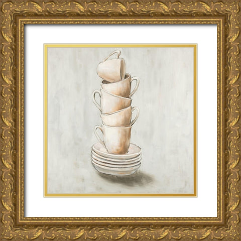 Stacked Cups Gold Ornate Wood Framed Art Print with Double Matting by Atelier B Art Studio