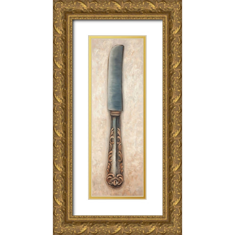 Vintage Butter Knife Gold Ornate Wood Framed Art Print with Double Matting by Atelier B Art Studio