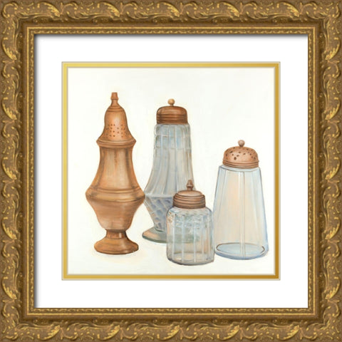 Antique Salt and Pepper Shaker Gold Ornate Wood Framed Art Print with Double Matting by Atelier B Art Studio