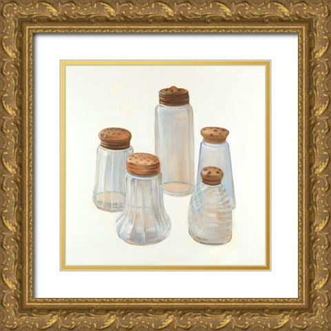 Vintage Salt and Pepper Shaker Gold Ornate Wood Framed Art Print with Double Matting by Atelier B Art Studio