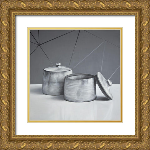 OLD POT WITH LID Gold Ornate Wood Framed Art Print with Double Matting by Atelier B Art Studio