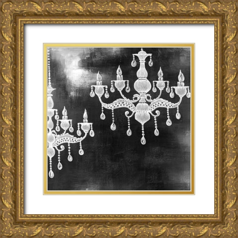 WHITE CHANDELIERS Gold Ornate Wood Framed Art Print with Double Matting by Atelier B Art Studio