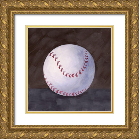 BASEBALL BALL Gold Ornate Wood Framed Art Print with Double Matting by Atelier B Art Studio