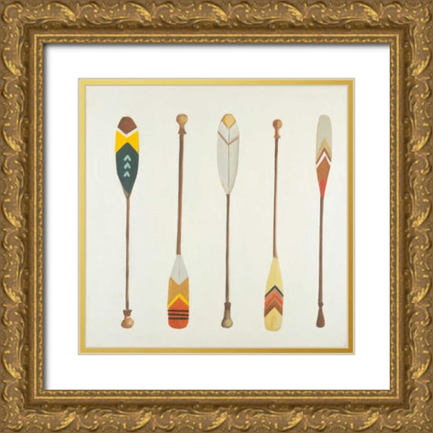 Canoe Paddles Gold Ornate Wood Framed Art Print with Double Matting by Atelier B Art Studio