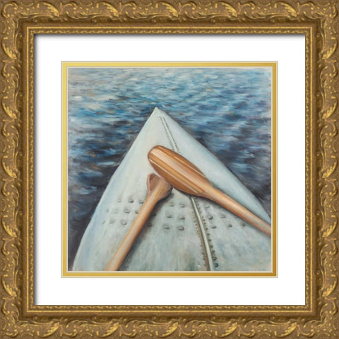 Canoe Adventure Paddle Gold Ornate Wood Framed Art Print with Double Matting by Atelier B Art Studio