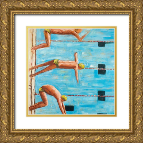 SWIMMERS Gold Ornate Wood Framed Art Print with Double Matting by Atelier B Art Studio