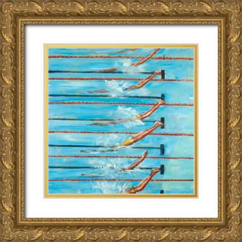 NAGEURS OLYMPIQUE Gold Ornate Wood Framed Art Print with Double Matting by Atelier B Art Studio