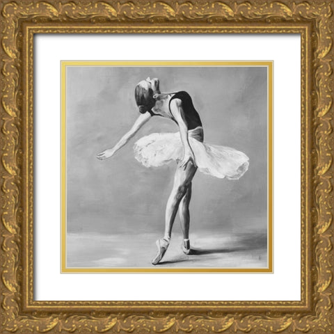 Classic Ballet Dancer Gold Ornate Wood Framed Art Print with Double Matting by Atelier B Art Studio