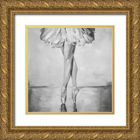 Ballerina Classic Steps Gold Ornate Wood Framed Art Print with Double Matting by Atelier B Art Studio