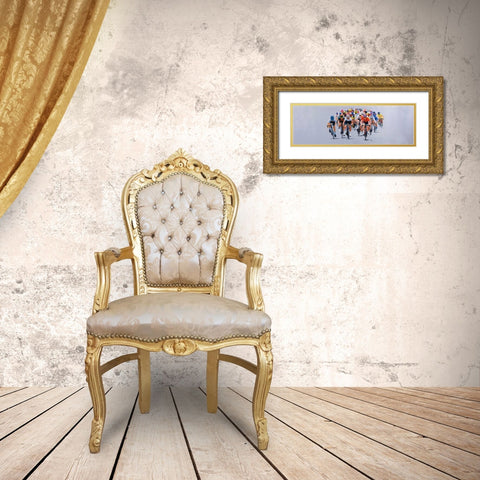Cycling Competition Gold Ornate Wood Framed Art Print with Double Matting by Atelier B Art Studio