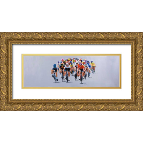 Cycling Competition Gold Ornate Wood Framed Art Print with Double Matting by Atelier B Art Studio