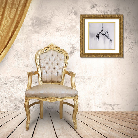 Woman Dancer on Aerial Contortion Gold Ornate Wood Framed Art Print with Double Matting by Atelier B Art Studio