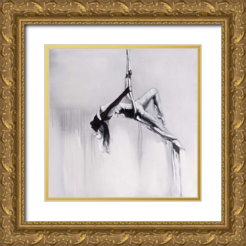 Woman Dancer on Aerial Contortion Gold Ornate Wood Framed Art Print with Double Matting by Atelier B Art Studio