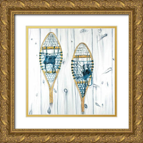 Set of Vintage Wood Snowshoes Gold Ornate Wood Framed Art Print with Double Matting by Atelier B Art Studio