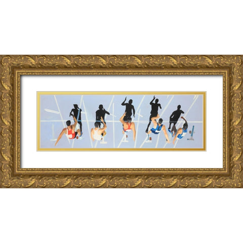 On your marks, get set, go! Gold Ornate Wood Framed Art Print with Double Matting by Atelier B Art Studio