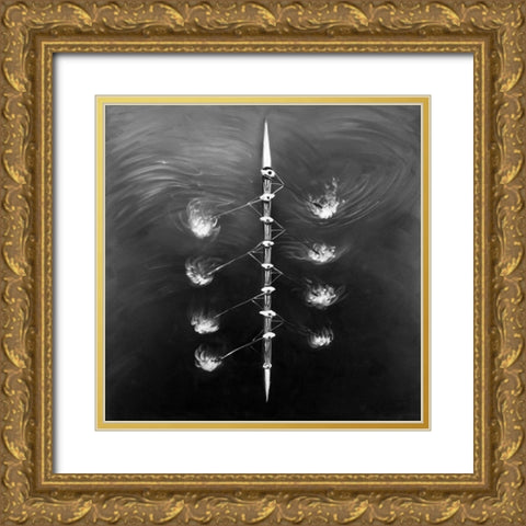 Rowing Boat Race Gold Ornate Wood Framed Art Print with Double Matting by Atelier B Art Studio