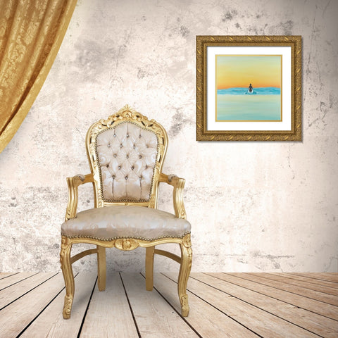 A Surfer Swimming by Dawn Gold Ornate Wood Framed Art Print with Double Matting by Atelier B Art Studio