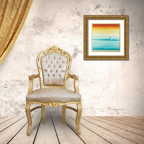 A Surfer by Dawn Gold Ornate Wood Framed Art Print with Double Matting by Atelier B Art Studio
