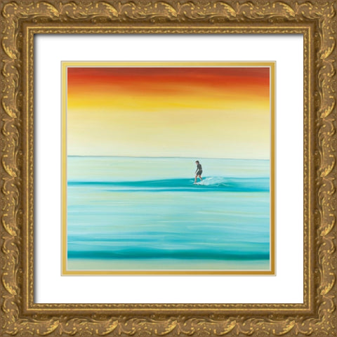 A Surfer by Dawn Gold Ornate Wood Framed Art Print with Double Matting by Atelier B Art Studio