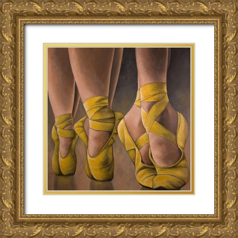 SYNCHRONIZED BALLERINAS Gold Ornate Wood Framed Art Print with Double Matting by Atelier B Art Studio