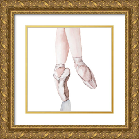 BALLERINA FEET Gold Ornate Wood Framed Art Print with Double Matting by Atelier B Art Studio