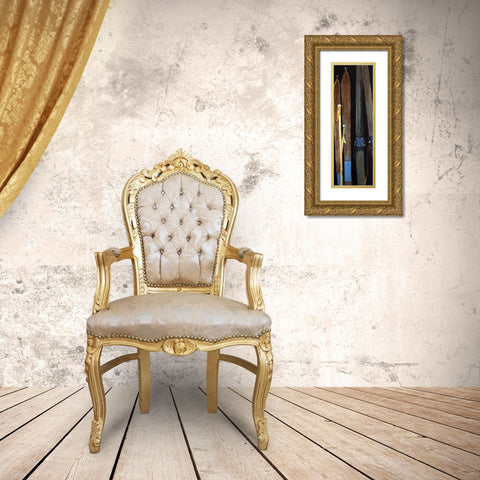 OLD SKIS Gold Ornate Wood Framed Art Print with Double Matting by Atelier B Art Studio