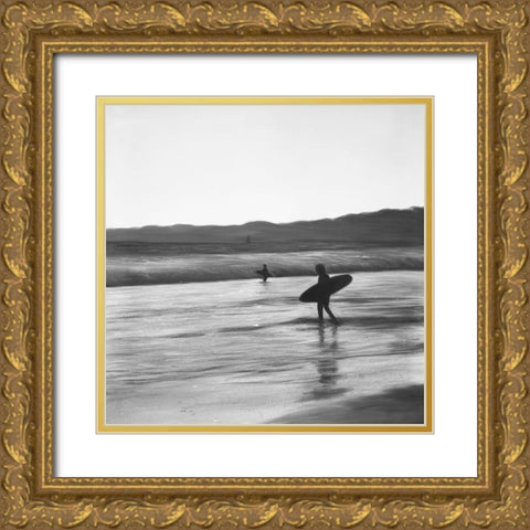 SURFERS Gold Ornate Wood Framed Art Print with Double Matting by Atelier B Art Studio
