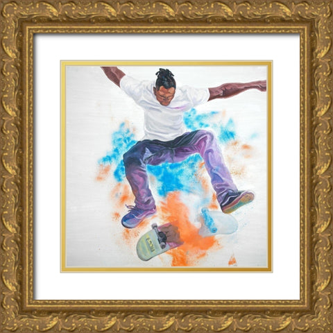 SKATER Gold Ornate Wood Framed Art Print with Double Matting by Atelier B Art Studio