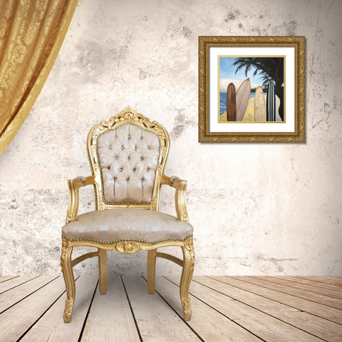 SURFBOARDS Gold Ornate Wood Framed Art Print with Double Matting by Atelier B Art Studio