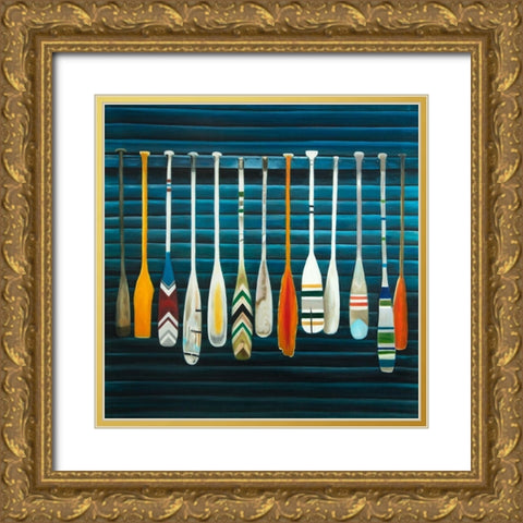 PADDLES Gold Ornate Wood Framed Art Print with Double Matting by Atelier B Art Studio