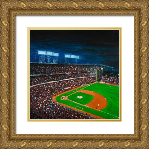 BASEBALL GAME Gold Ornate Wood Framed Art Print with Double Matting by Atelier B Art Studio