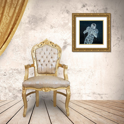 FOOTBALL PLAYER Gold Ornate Wood Framed Art Print with Double Matting by Atelier B Art Studio