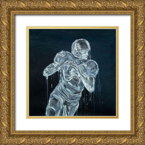 FOOTBALL PLAYER Gold Ornate Wood Framed Art Print with Double Matting by Atelier B Art Studio