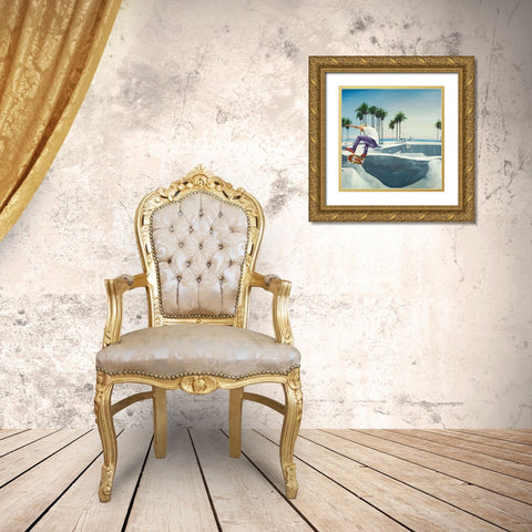 SKATE PARK Gold Ornate Wood Framed Art Print with Double Matting by Atelier B Art Studio