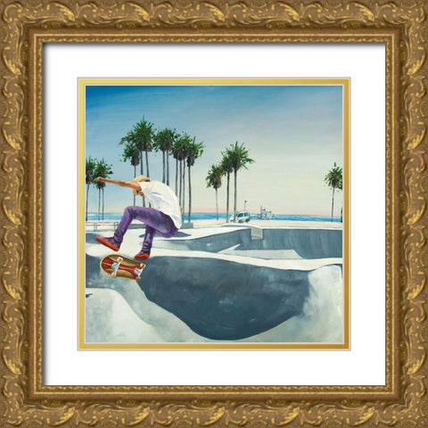 SKATE PARK Gold Ornate Wood Framed Art Print with Double Matting by Atelier B Art Studio