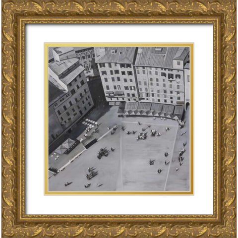Piazza Del Campo in Italie Gold Ornate Wood Framed Art Print with Double Matting by Atelier B Art Studio
